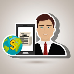 man news global money vector illustration eps 10