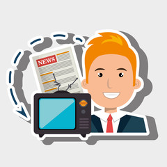 man tv reportage news vector illustration eps 10