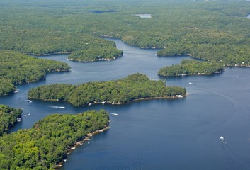 Fototapeta na wymiar aerial view of the Georgian Bay, 30,000 Islands area, Ontario Canada 
