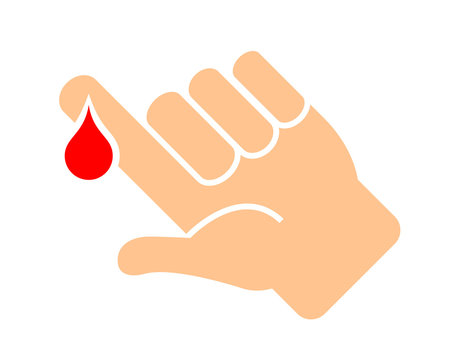 Finger with blood drop