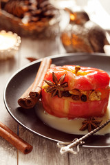 Baked apples stuffed with cream honey and nuts