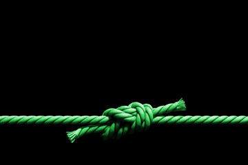 two green ropes with knot (3d illustration background banner) 