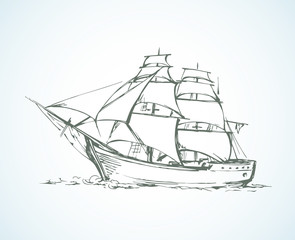 Sailing vessel. Vector drawing
