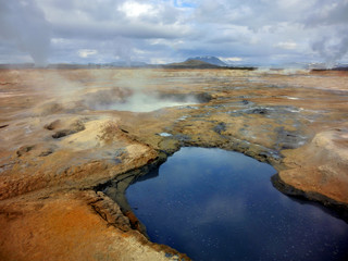 Natural Icelandic hot springs sulfurous pools
