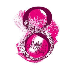 Happy Mother's Day poster.  Eight with flowers and text.