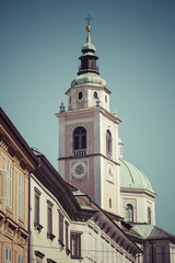 Fototapeta na wymiar St. Nicholas Cathedral in Ljubljana, Slovenia.