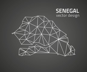 Senegal black triangle vector perspective map of Africa