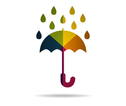 umbrella rain multicolor icon vector