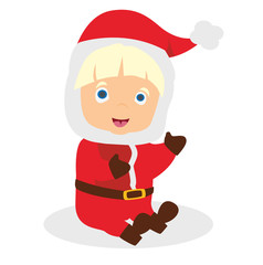 Kind in Weihnachtsmann Kleidung - Santa Baby sitzt