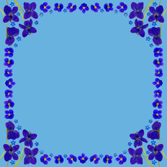 Blaue Blueten Rahmen QuadratBlau