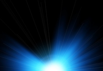 Sun flash with rays and spotlight. Light effect, sun rays, beams on black background.