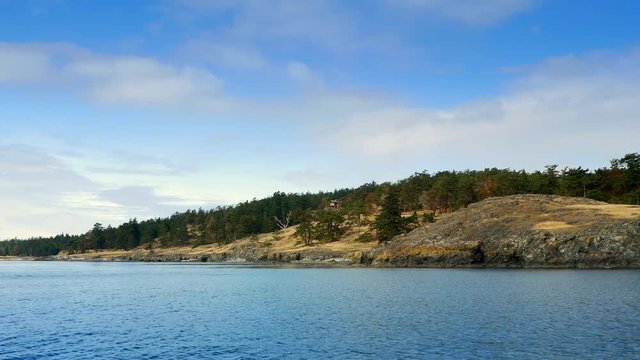 4K Pacific Northwest Coast Island, Ocean Landscape Travel by Boat