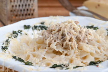 Farfalle Pasta - with cream mushroom sauce and pesto