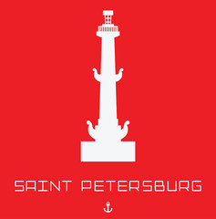 Saint Petersburg Rostral column vector line art illustration