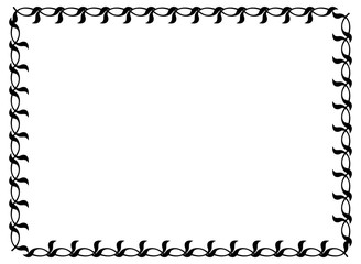 Abstract black and white ornament with decorative flowers. Silhouette frame with free space for text, photo or picture. Vector clip art.