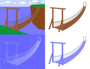 Suspension bridge in perspective view vector 