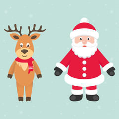 cartoon deer and santa claus
