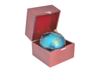 Christmas toy in a box on a white background