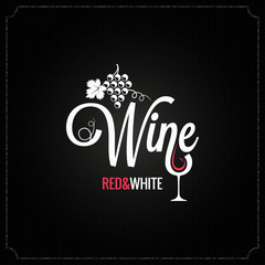 wine glass and grapes vintage design background