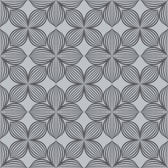 Grey seamless floral monochrome vector pattern.