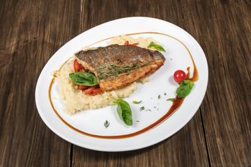Roasted dorado fish with couscous