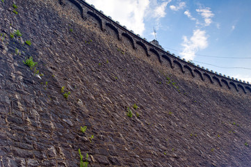 Close up on stone dam wall in Pilchowice