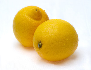 Two lemons on white