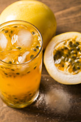 Passion Fruit Caipirinha of Brazil on wooden background