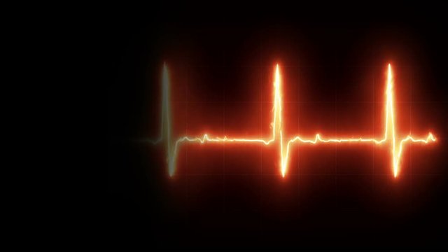Burning EKG Heart Line Loop Footage