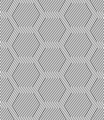 Vector seamless texture. Modern abstract background. Monochrome geometrical pattern with repeating hexagonal tiles on the background of oblique strips.