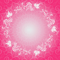  Pink floral spring lacy frame