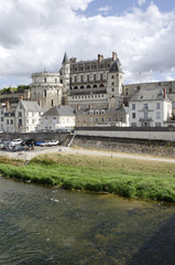 Obraz premium Amboise France - August 2016 - The Chateau Amboise overlook the River Loire in this old historic market town in the Loire region of France