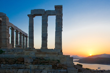 Temple of Poseidon at sunset
