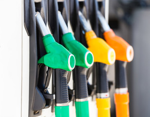 fuel pumps at a gas station, colourful fuel pumps, Petrol pump f
