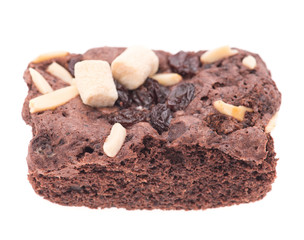 Chocolate brownie isolated on white background