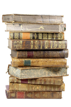 antique books isolated on white background