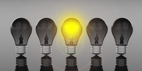 Light bulbs on black background. 3d illustration