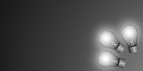 Light bulbs on black background. 3d illustration