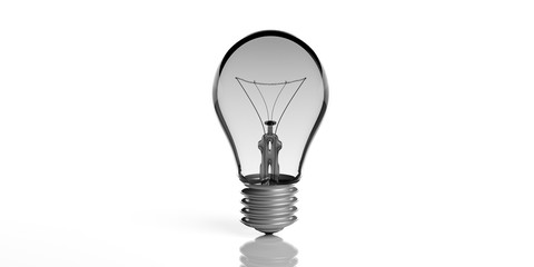 Light bulb on white background. 3d illustration