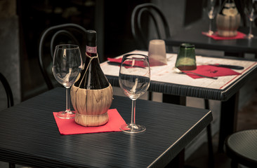 wine bottle and glasses