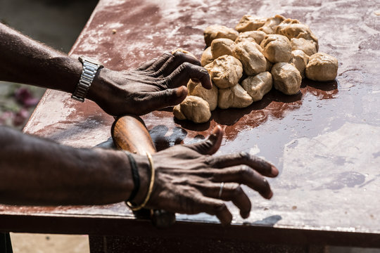 Making Handmade Roti Bread In India.