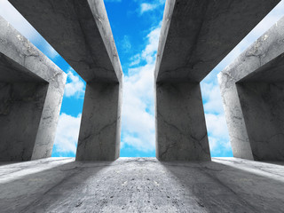 Concrete abstract architecture background with cloudy sky