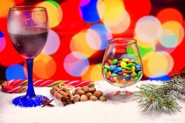 glass of hot wine with seasonings