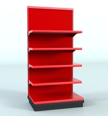 Store Shelves Red 3' wide Endcap Angle