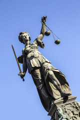 Justitia - Lady Justice sculpture on the Roemerberg square