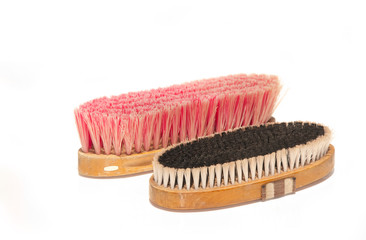 Two soft brushes for grooming horses