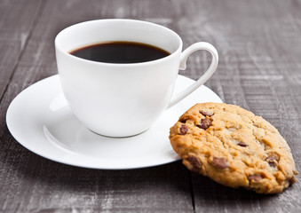 coffee cup with cookie for breakfast morning