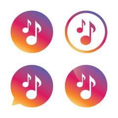 Music notes sign icon. Musical symbol.