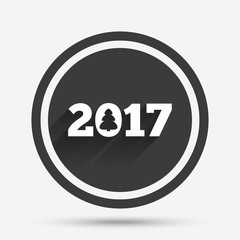 Happy new year 2017 sign icon. Calendar date.