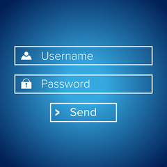 Login form vector blue